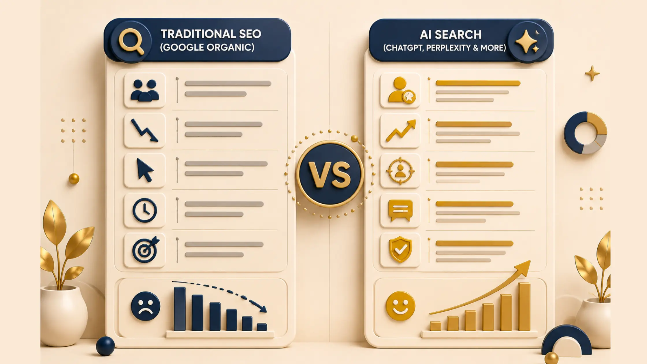 two-column infographic with a vs badge in the middle. Visual comparisons like this perform well